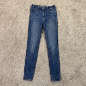 American Eagle Super Stretch 6 Long Super Hi-Rise Jegging Blue Denim Jeans